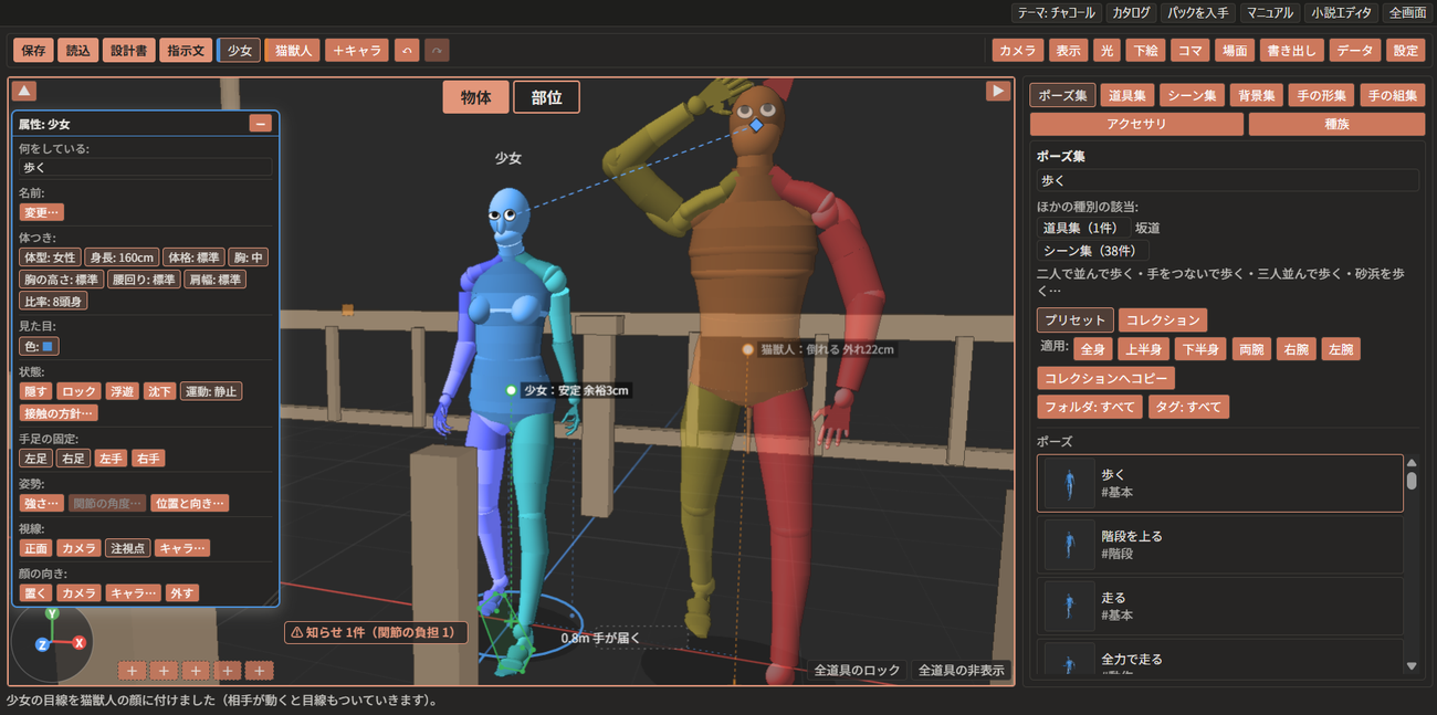 ホイールを回して2人に近づいた3D表示。2人の人形が大きく見えている